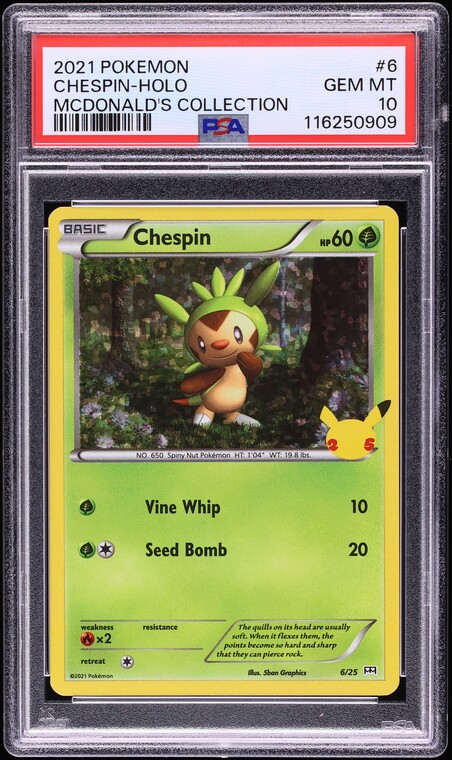 2021 Pokemon Sword & Shield McDonald's Collection Holo Chespin #6 PSA 10 GEM