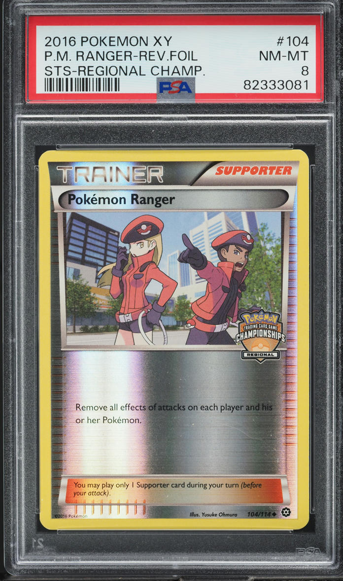 2016 Pokemon XY Steam Siege Regional Championship Reverse Holo Pokemon Ranger #104 PSA 8 NM-MT