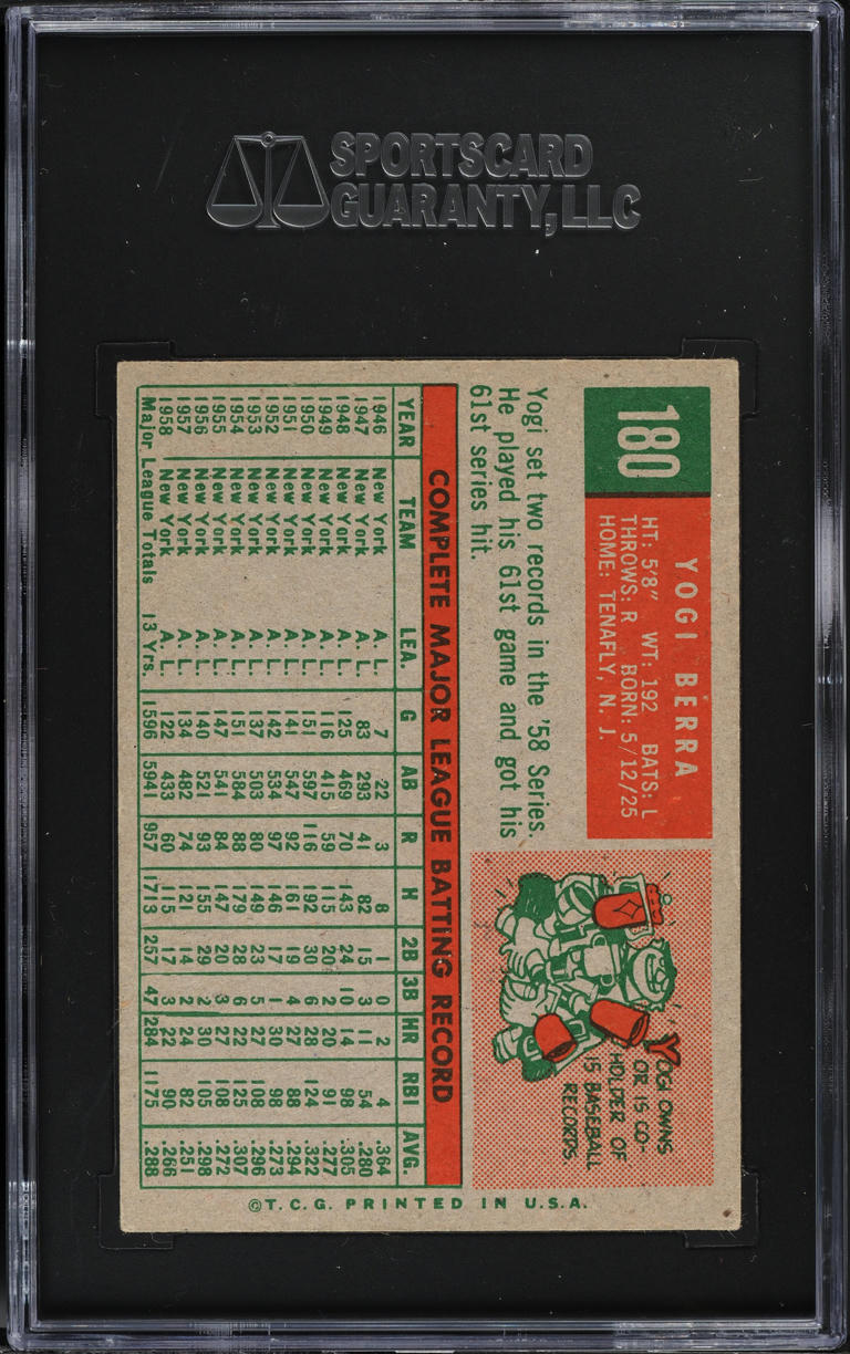 1959 Topps Yogi Berra #180 SGC 4.5 VGEX+