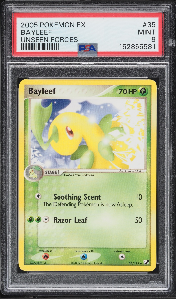 2005 Pokemon Ex Unseen Forces Bayleef #35 PSA 9 MINT