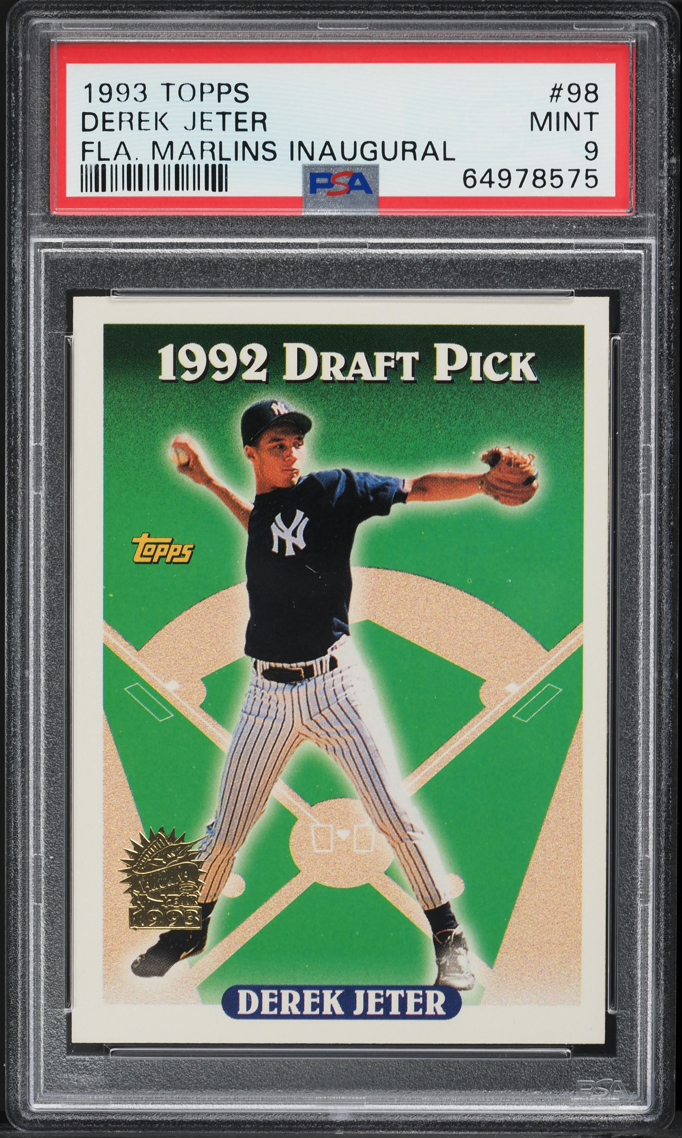 1993 Topps Florida Marlins Inaugural Derek Jeter ROOKIE #98 PSA 9 MINT