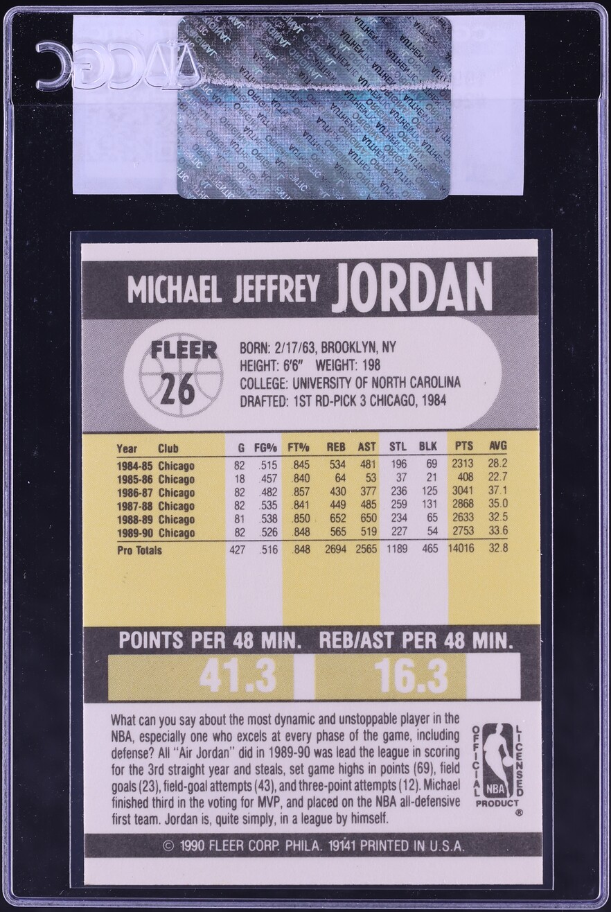 1990 Fleer Basketball Michael Jordan #26 CGC AUTH