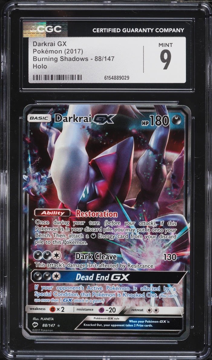 2017 Pokemon Sun & Moon Burning Shadows Holo Darkrai GX #88 CGC 9 MINT