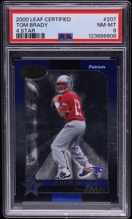 2000 Leaf Certified 4 Star Tom Brady ROOKIE /1500 #207 PSA 8 NM-MT