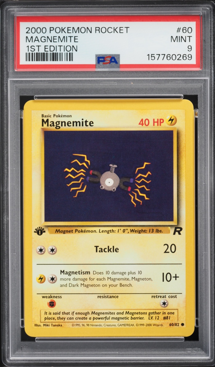 2000 Pokemon Team Rocket 1st Edition Magnemite #60 PSA 9 MINT