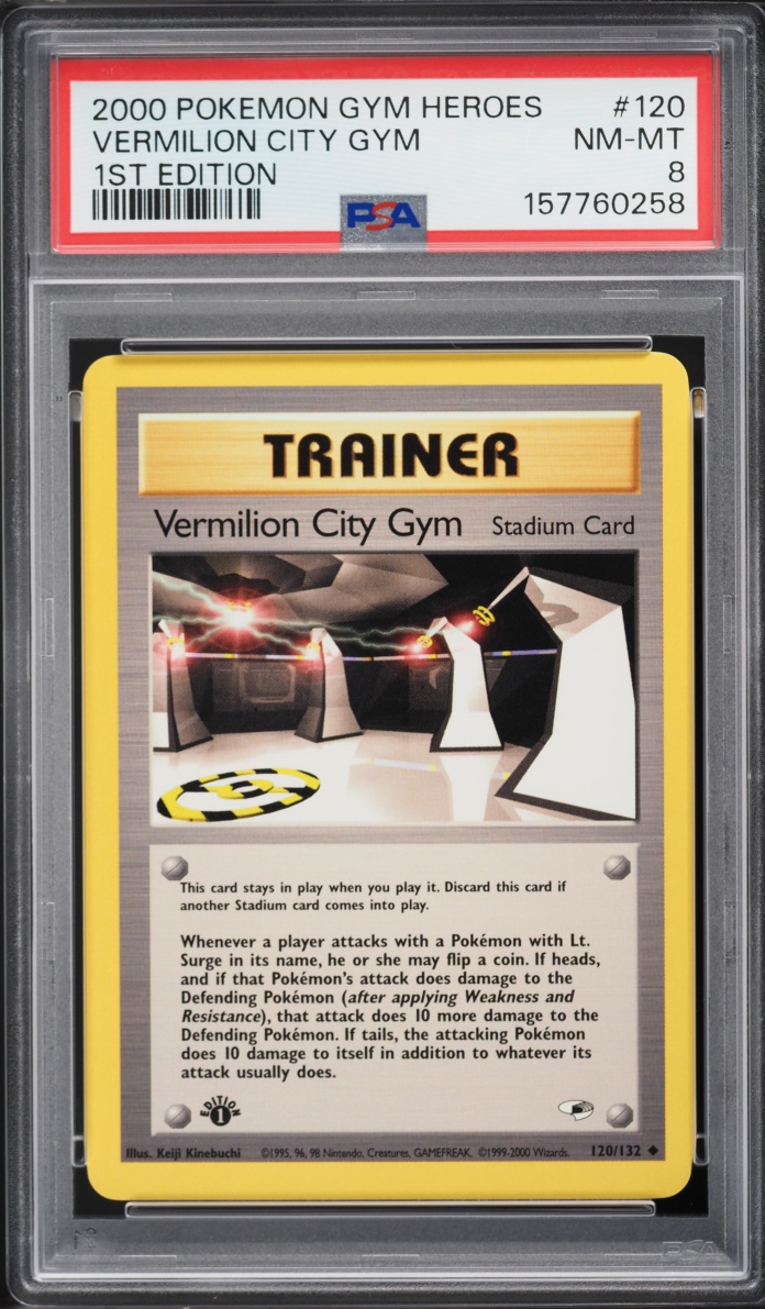 2000 Pokemon Gym Heroes 1st Edition Vermilion City Gym #120 PSA 8 NM-MT