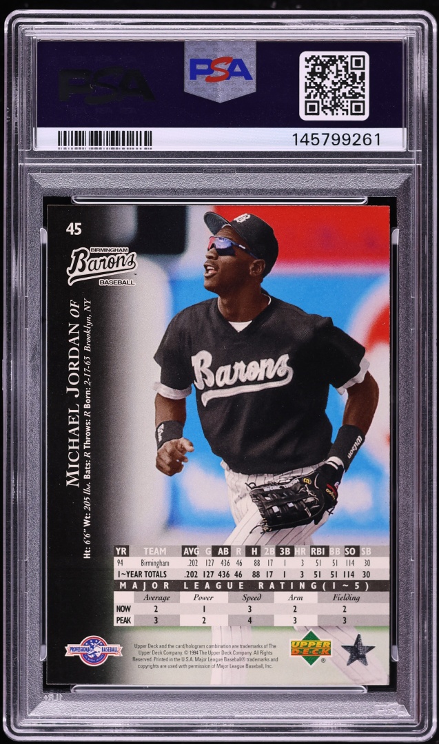 1995 Upper Deck Minor League Future Stock Michael Jordan #45 PSA 8 NM-MT