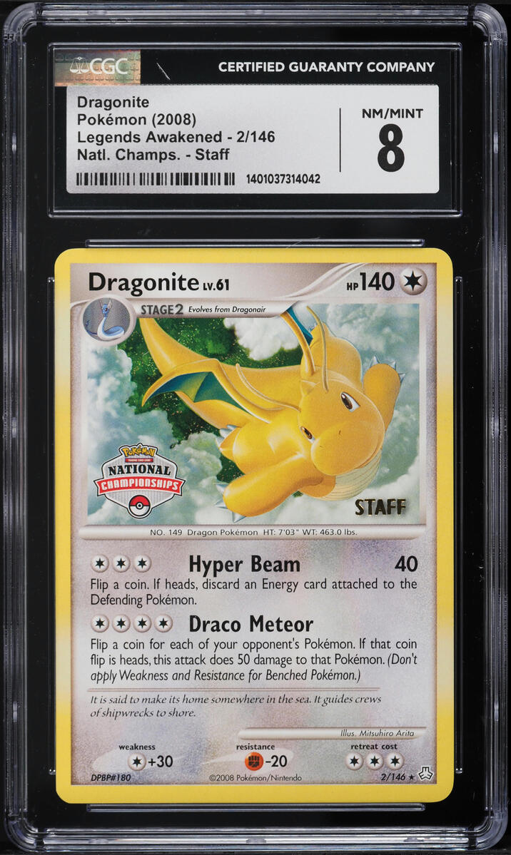 2008 Pokemon Legends Awakened National Championships Staff Dragonite #2 CGC 8