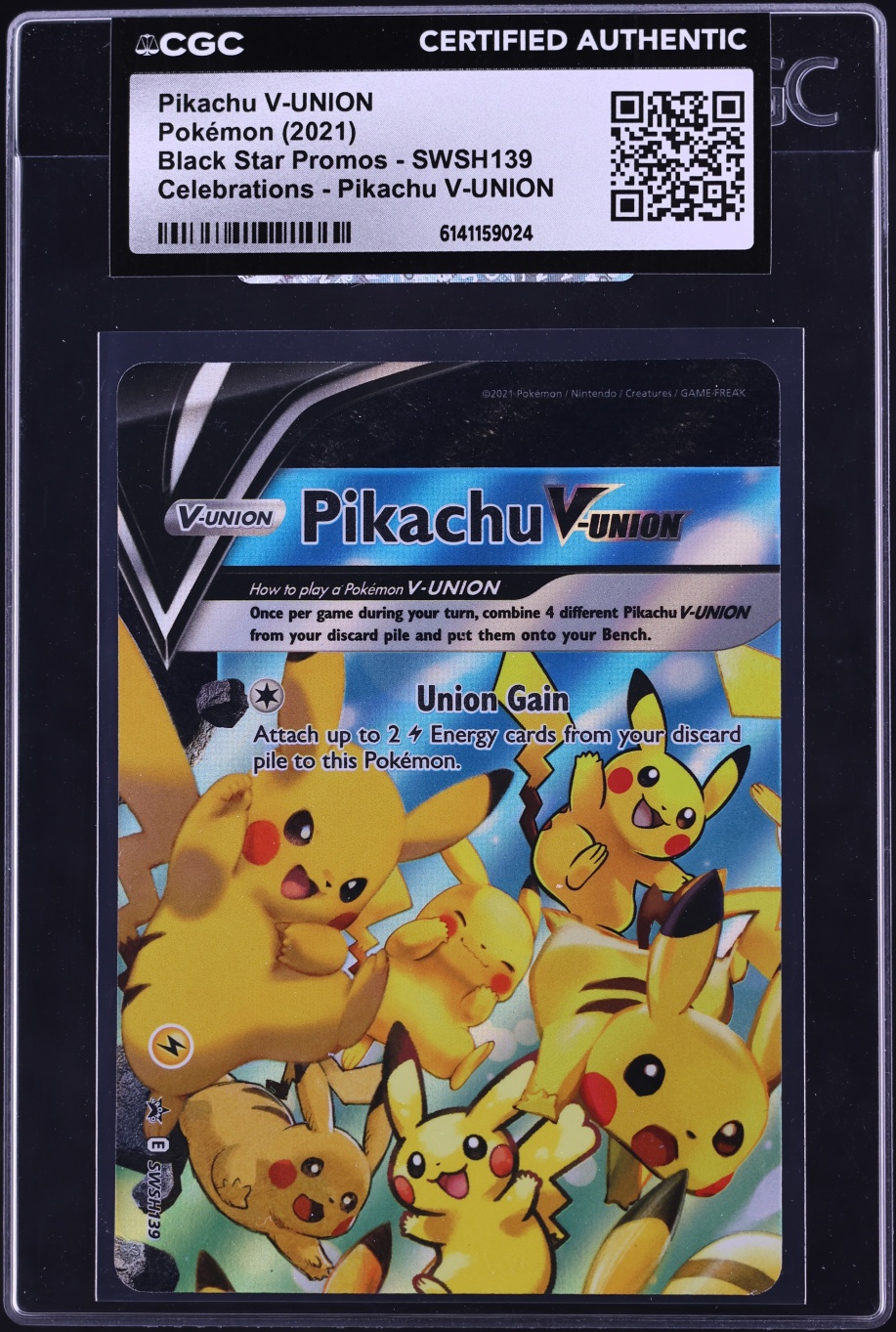 2021 Pokemon Sword & Shield Promo Celebrations Alt Art Pikachu V-UNION #SWSH139 CGC AUTH