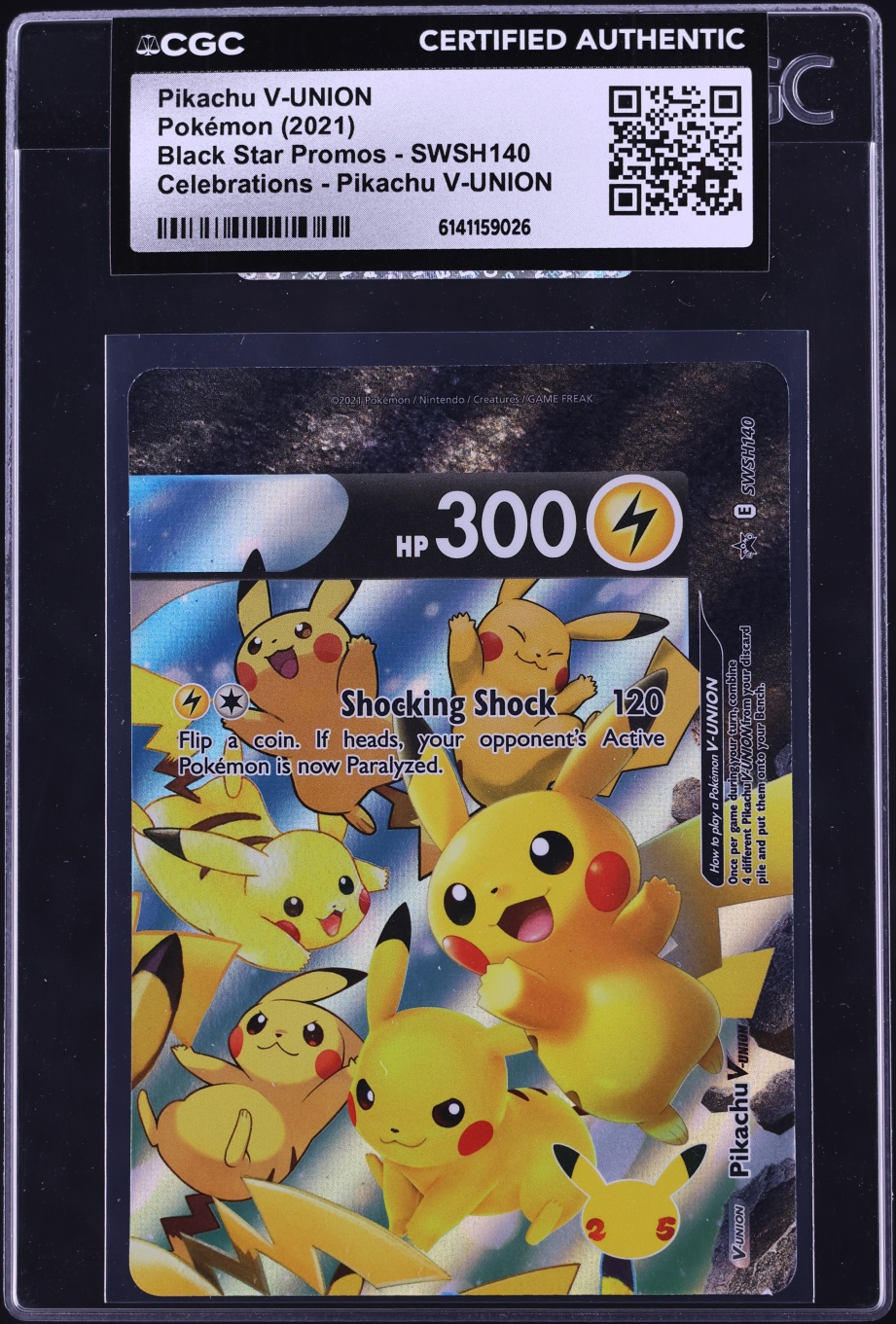 2021 Pokemon Sword & Shield Promo Celebrations Alt Art Pikachu V-UNION #SWSH140 CGC AUTH