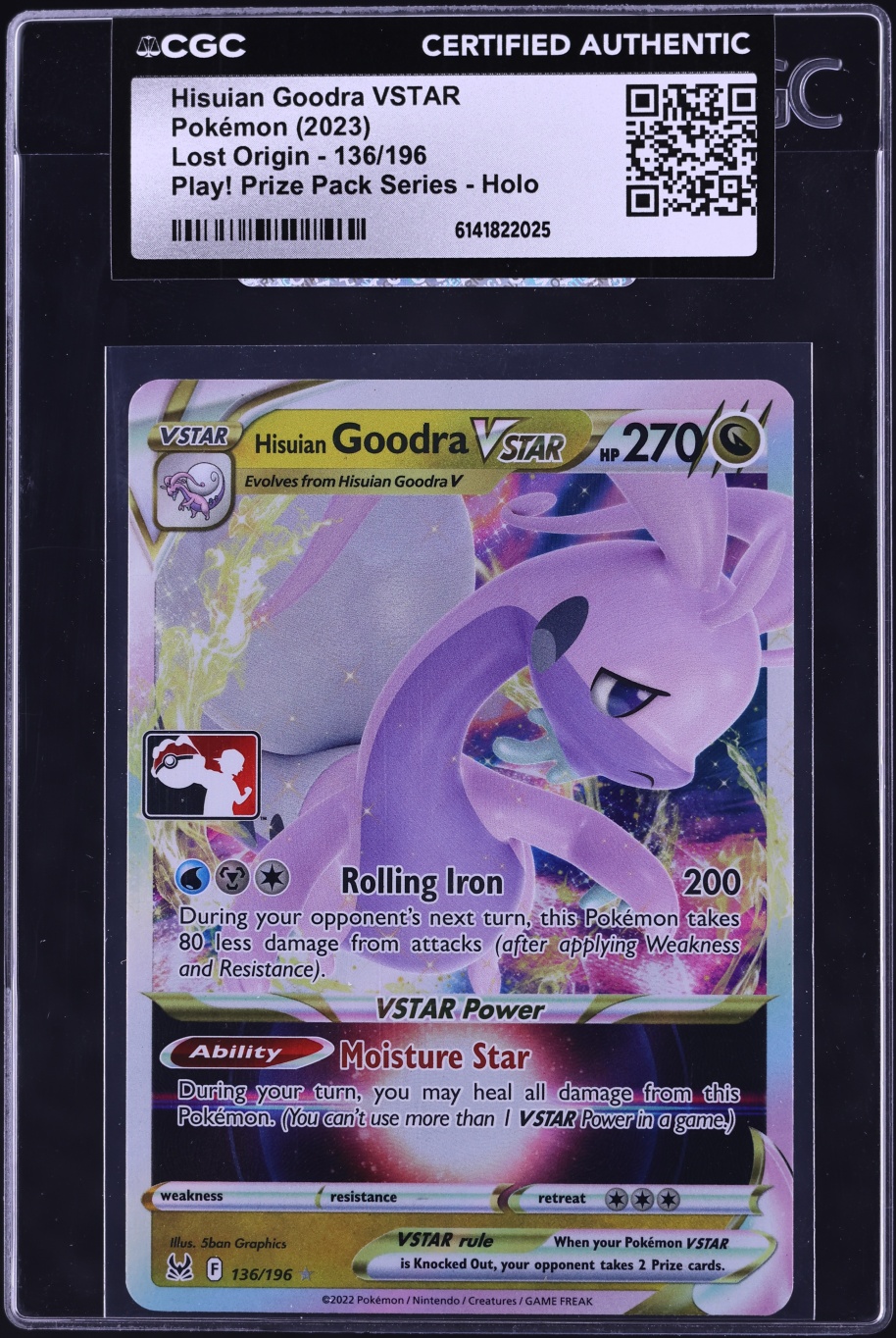 2023 Pokemon SWSH Lost Origin Play! Prize Pack Series Holo Hisuian Goodra VSTAR #136 CGC AUTH