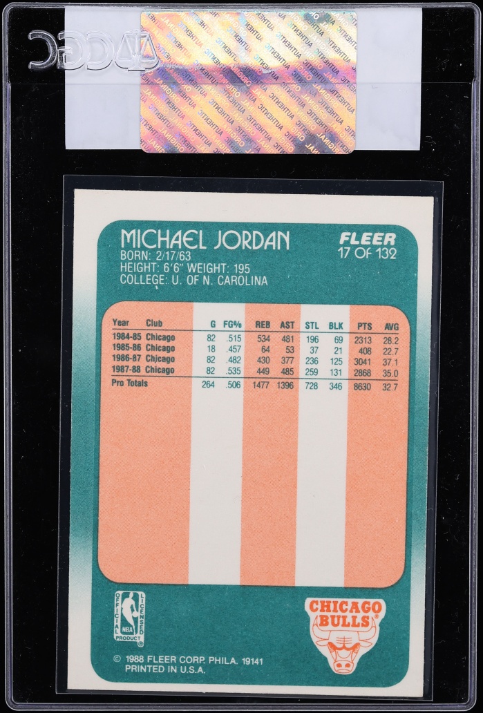 1988 Fleer Basketball Michael Jordan #17 CGC AUTH - Photo 2
