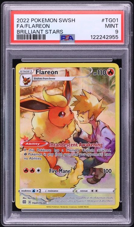 2022 Pokemon Sword & Shield Brilliant Stars Trainer Gallery CHR Flareon #TG01 PSA 9 MINT