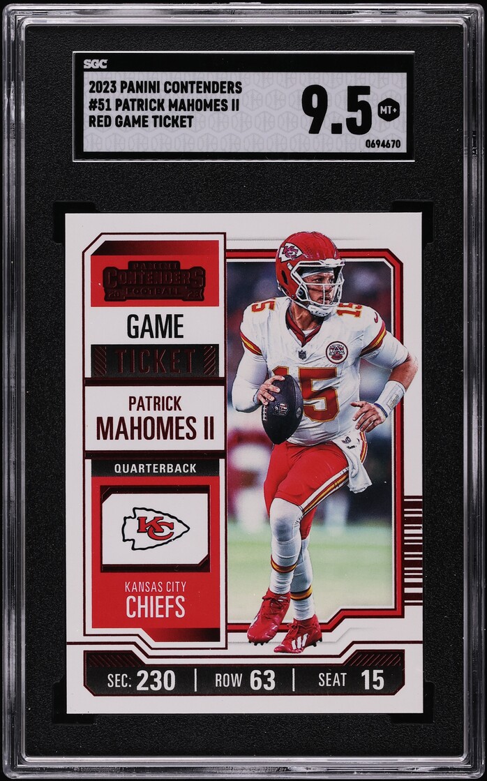 2023 Panini Contenders Game Ticket Red Patrick Mahomes II #51 SGC 9.5 MINT+
