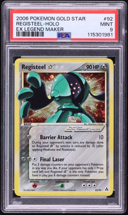 2006 Pokemon EX Legend Maker Holo Registeel Gold Star #92 PSA 9 MINT