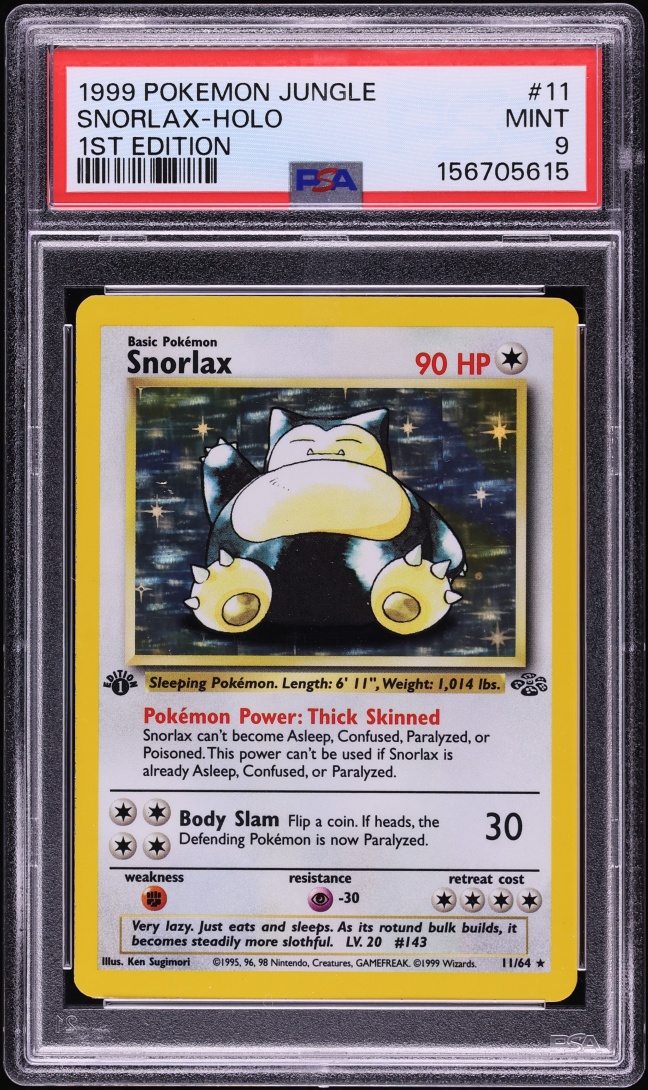 1999 Pokemon Jungle 1st Edition Holo Snorlax #11 PSA 9 MINT