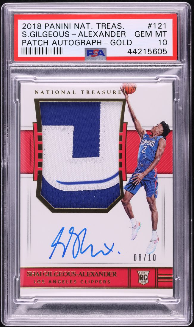 2018 National Treasures Gold Shai Gilgeous-Alexander RC PATCH AUTO /10 PSA 10