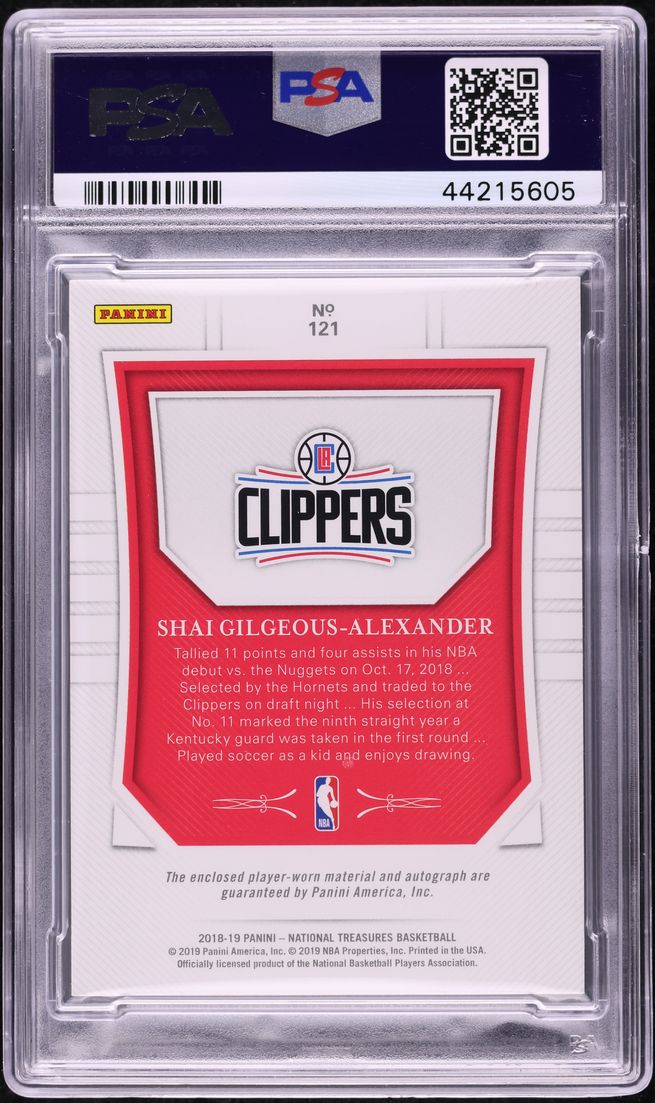 2018 National Treasures Gold Shai Gilgeous-Alexander RC PATCH AUTO /10 PSA 10
