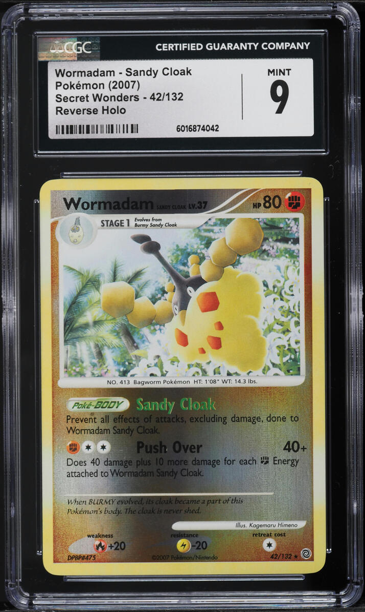 2007 Pokemon DP Secret Wonders Reverse Holo Wormadam Sandy Cloak #42 CGC 9 MINT - Main Image