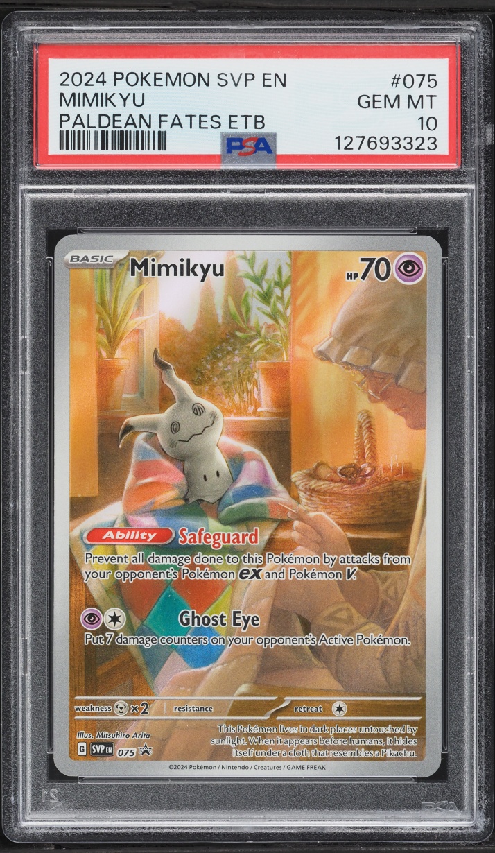 2024 Pokemon Scarlet & Violet Promo Paldean Fates ETB Full Art Mimikyu #75 PSA 10 GEM MINT
