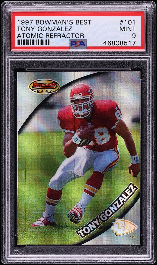 1997 Bowman's Best Atomic Refractor Tony Gonzalez ROOKIE #101 PSA 9 MINT