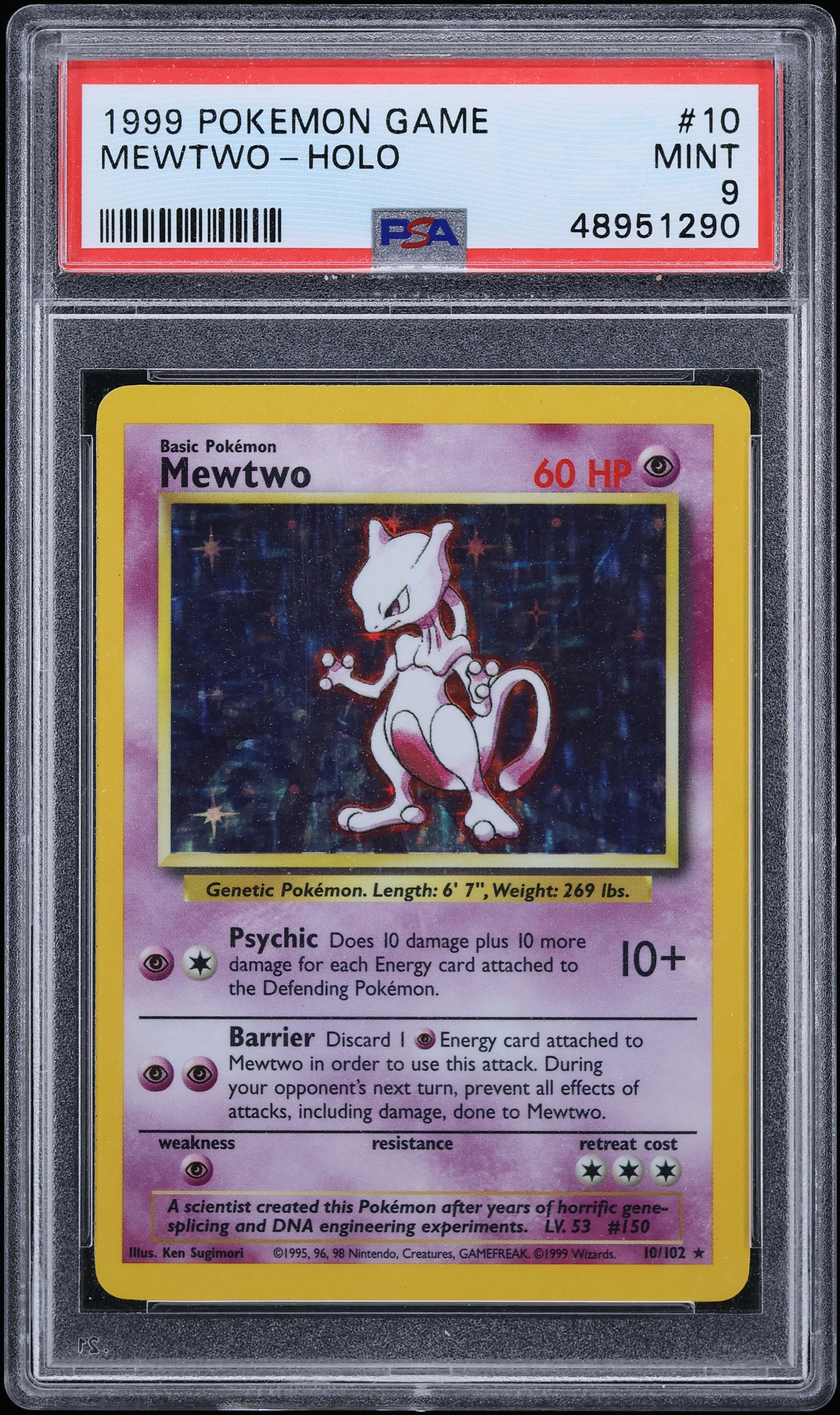 1999 Pokemon Base Set Holo Mewtwo #10 PSA 9 MINT
