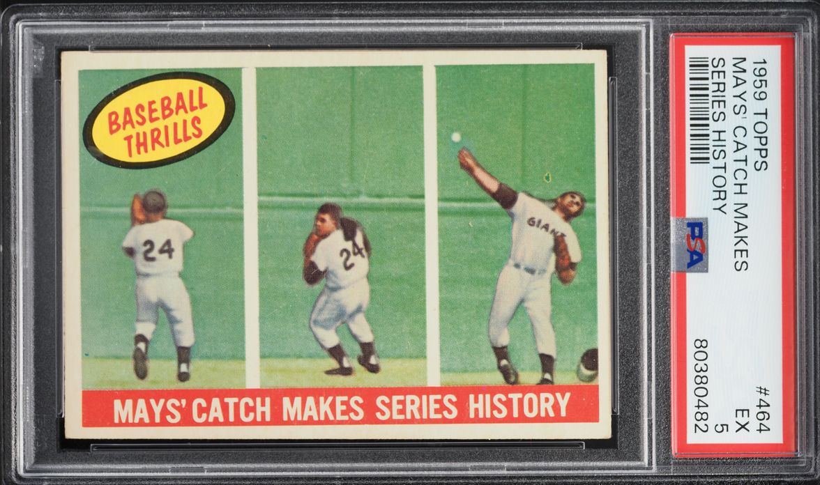 1959 Topps Willie Mays Catch Makes Series History #464 PSA 5 EX