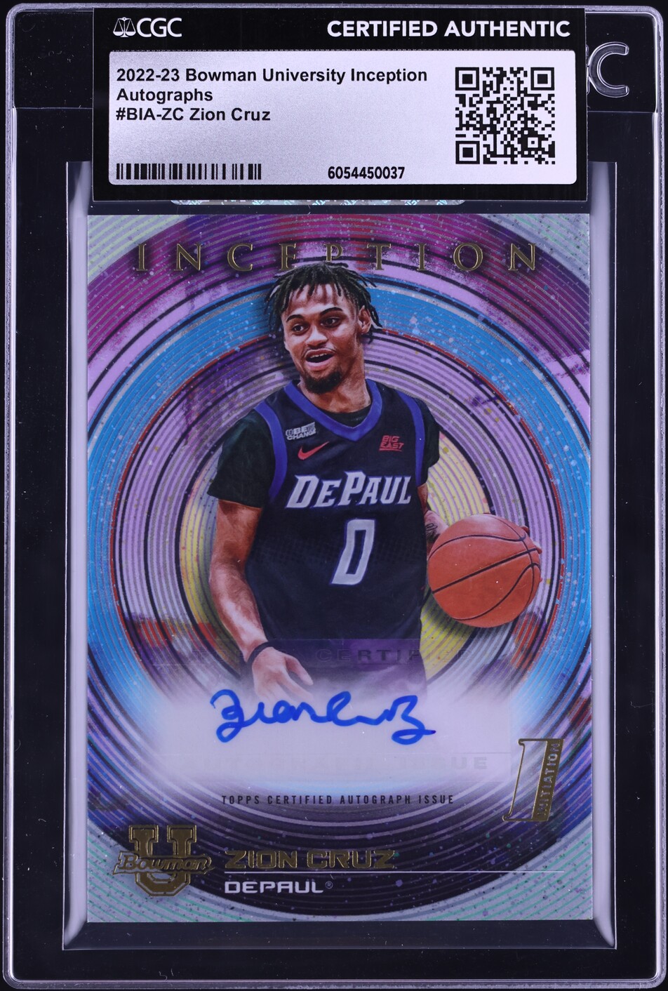 2022 Bowman University Inception Zion Cruz ROOKIE AUTO #BIA-ZC CGC AUTH - Main Image