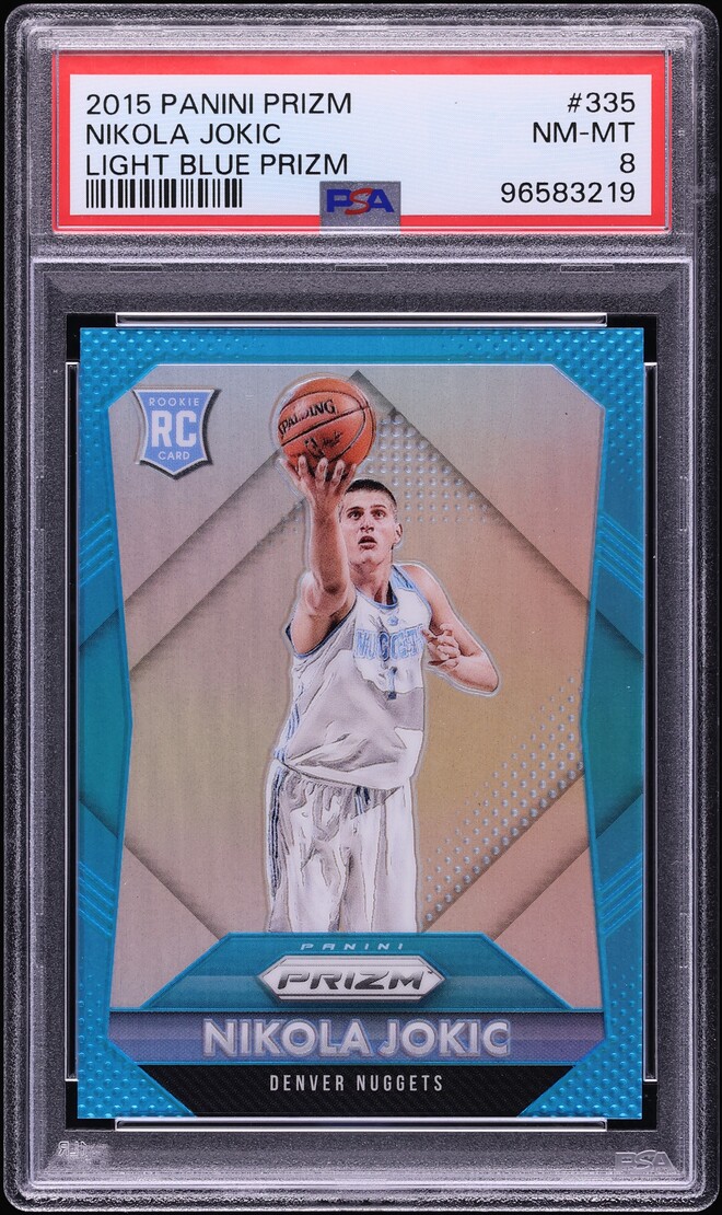 2015 Panini Prizm Light Blue Nikola Jokic ROOKIE /199 #335 PSA 8 NM-MT - Photo 1