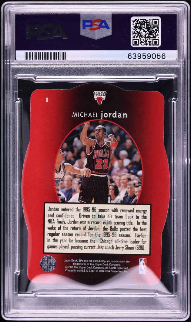 1996 SPx Gold Michael Jordan #8 PSA 10 GEM MINT - Photo 2