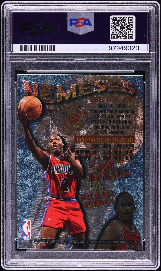 1995 Stadium Club Nemeses Michael Jordan Vs. Joe Dumars #N10 PSA 9 MINT - Photo 2
