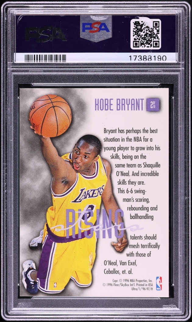 1996 Ultra Rising Stars Kobe Bryant ROOKIE #2 PSA 10 GEM MINT - Photo 2