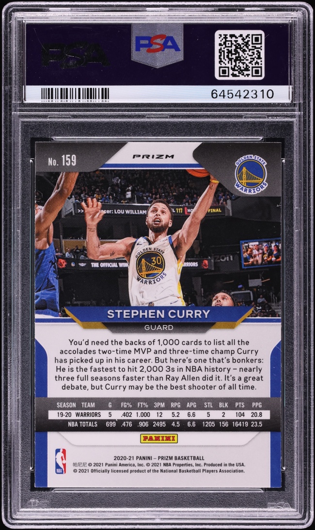 2020 Panini Prizm White Sparkle Stephen Curry #159 PSA 10 GEM MINT