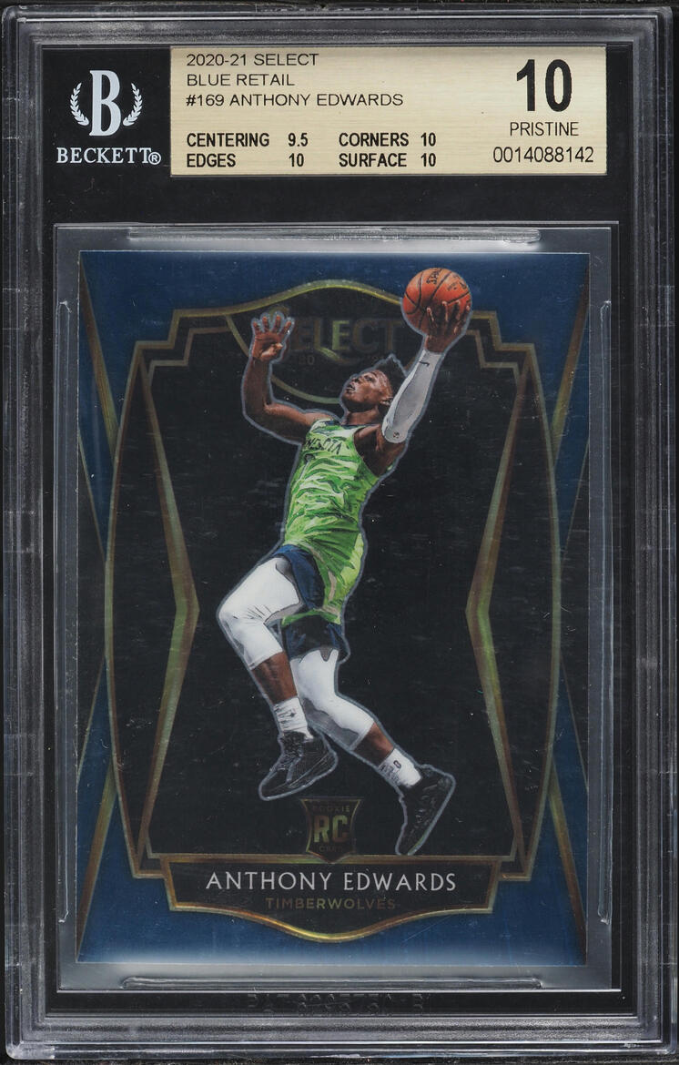 2020 Select Premier Level Blue Retail Anthony Edwards ROOKIE #169 BGS 10 PRISTINE