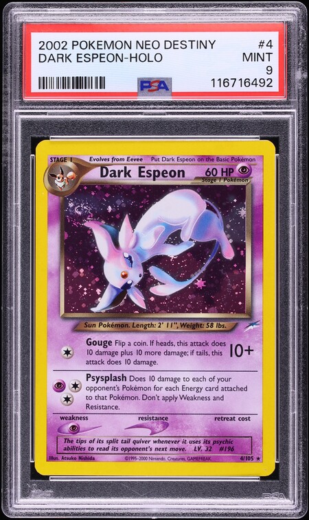2002 Pokemon Neo Destiny Holo Dark Espeon #4 PSA 9 MINT