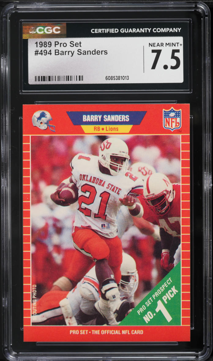 1989 Pro Set Football Barry Sanders ROOKIE #494 CGC 7.5 NRMT+