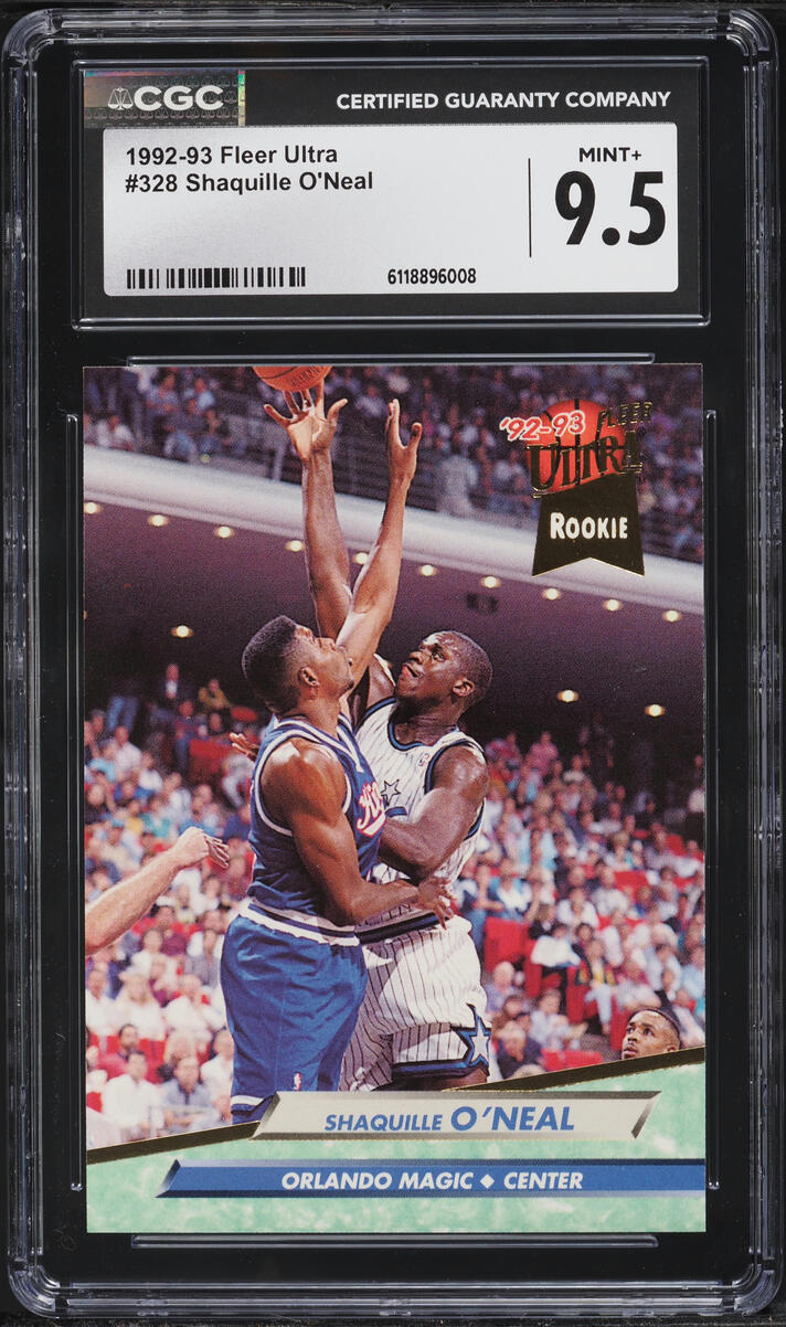 1992 Ultra Basketball Shaquille O'Neal ROOKIE #328 CGC 9.5 MINT+