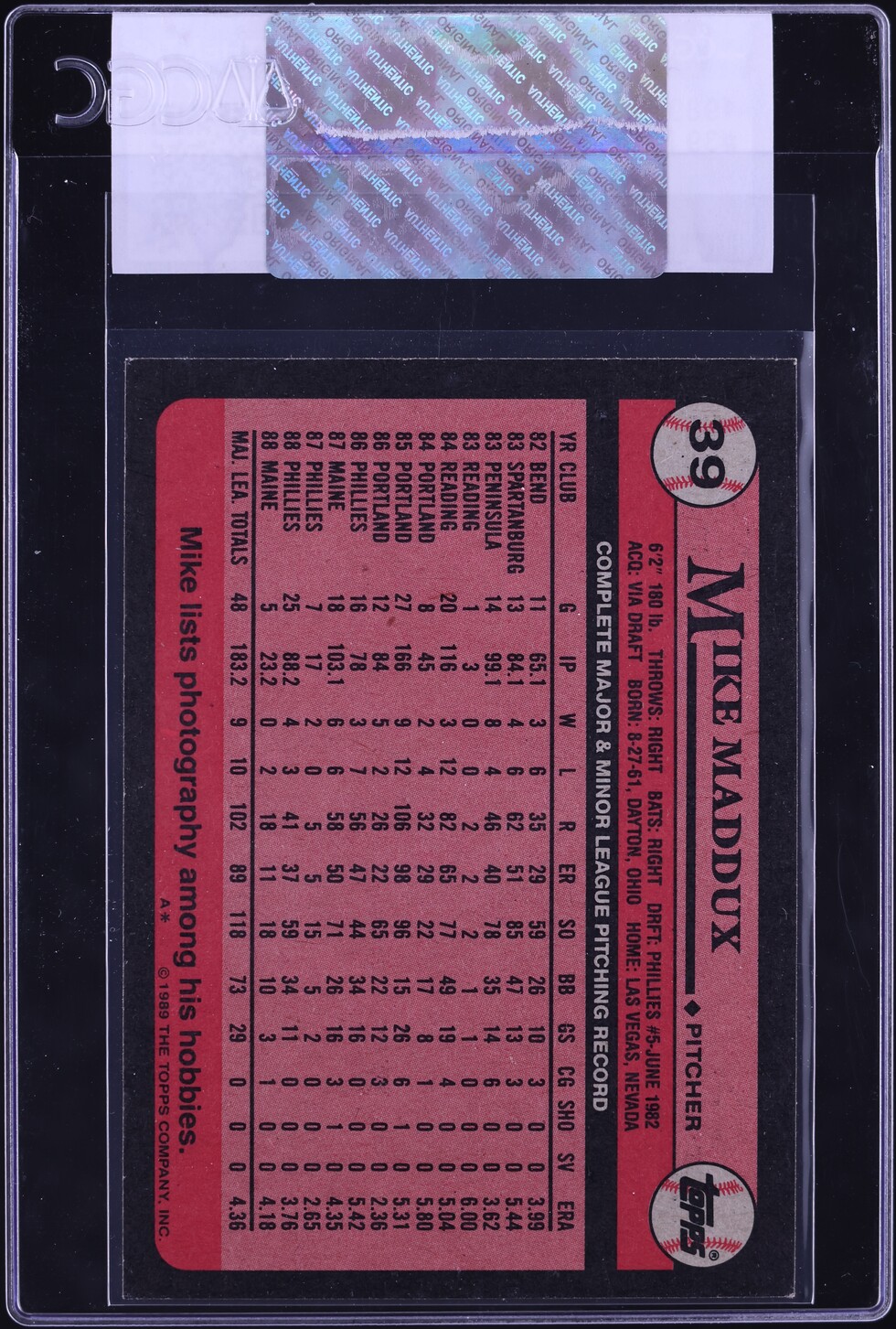 1989 Topps Mike Maddux #39 CGC AUTH