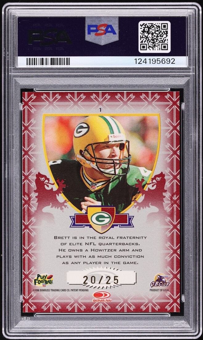 1998 Leaf R&S Crusade Red Brett Favre /25 #1 PSA 9 MINT - Photo 2
