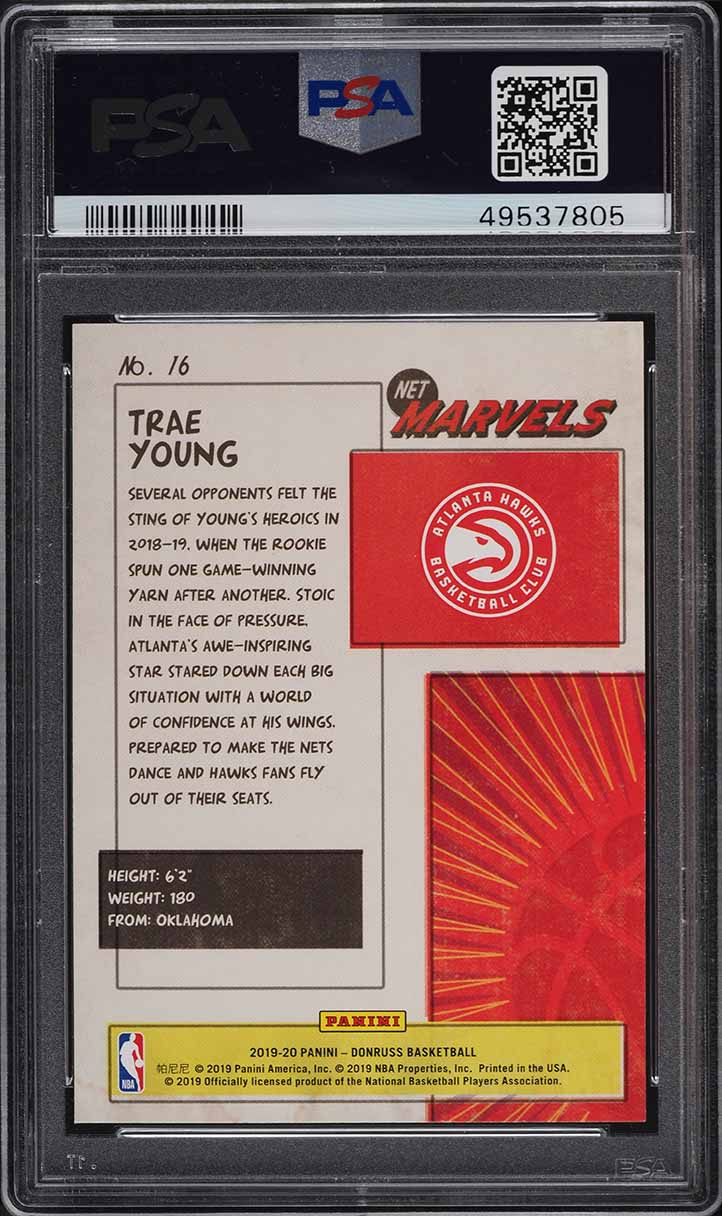 2019 Donruss Net Marvels Trae Young #16 PSA 10 GEM MINT