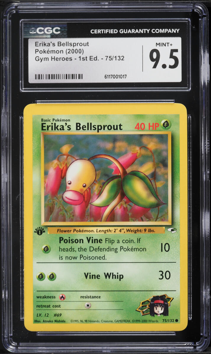 2000 Pokemon Gym Heroes 1st Edition Erika's Bellsprout #75 CGC 9.5 MINT+