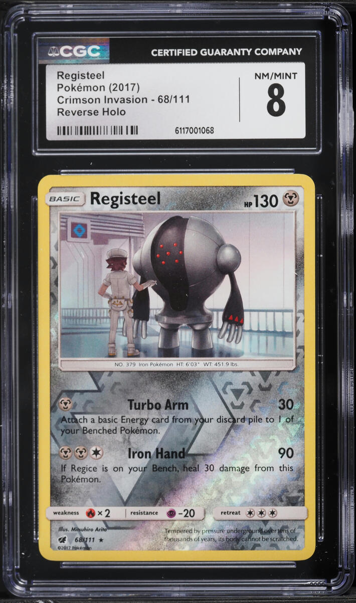 2017 Pokemon Sun & Moon Crimson Invasion Reverse Holo Registeel #68 CGC 8 NM-MT