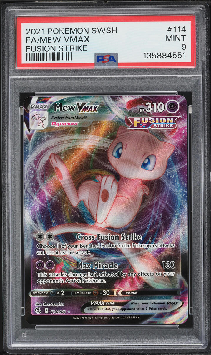 2021 Pokemon Sword & Shield Fusion Strike Alt Art Mew VMAX #114 PSA 9 MINT