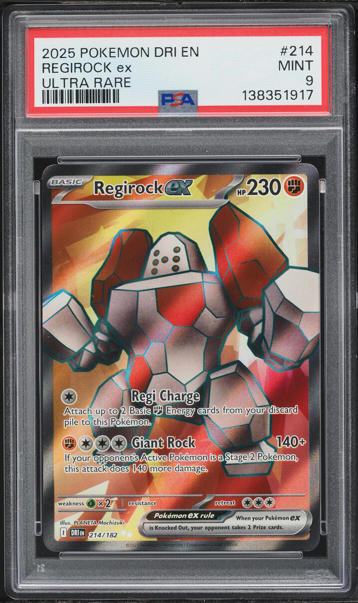 2025 Pokemon Scarlet & Violet Destined Rivals Full Art Regirock ex #214 PSA 9 MINT