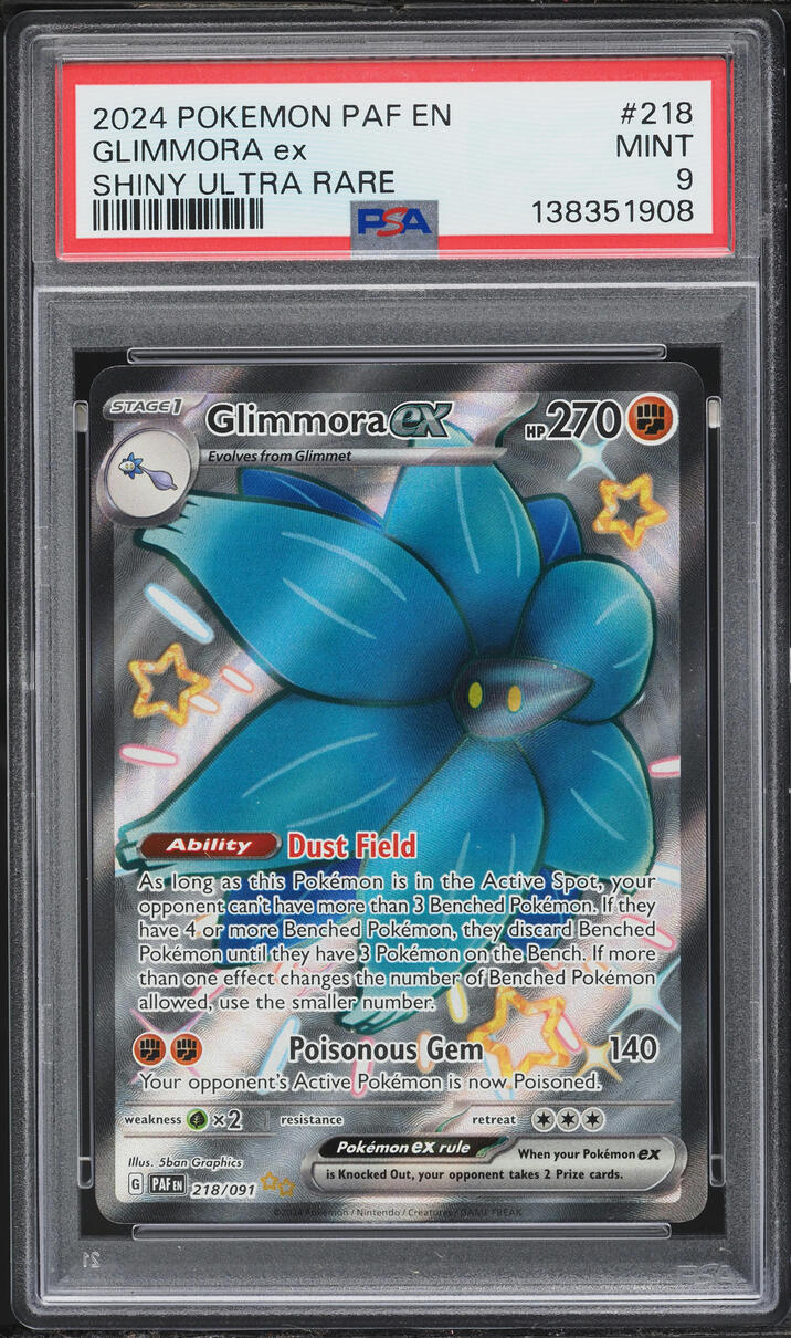 2024 Pokemon Scarlet & Violet Paldean Fates Full Art Shiny Glimmora ex #218 PSA 9 MINT
