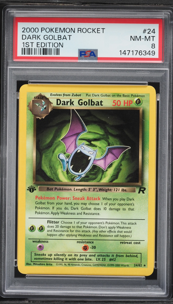 2000 Pokemon Team Rocket 1st Edition Dark Golbat #24 PSA 8 NM-MT