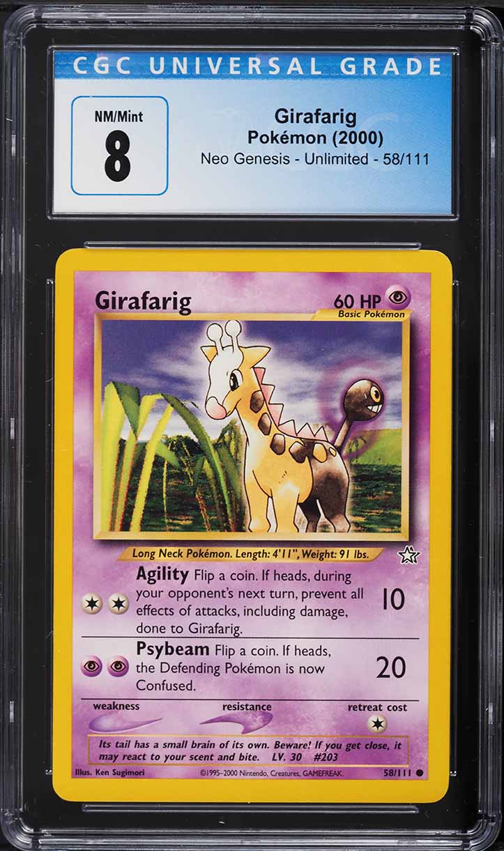 2000 Pokemon Neo Genesis Girafarig #58 CGC 8 NM-MT