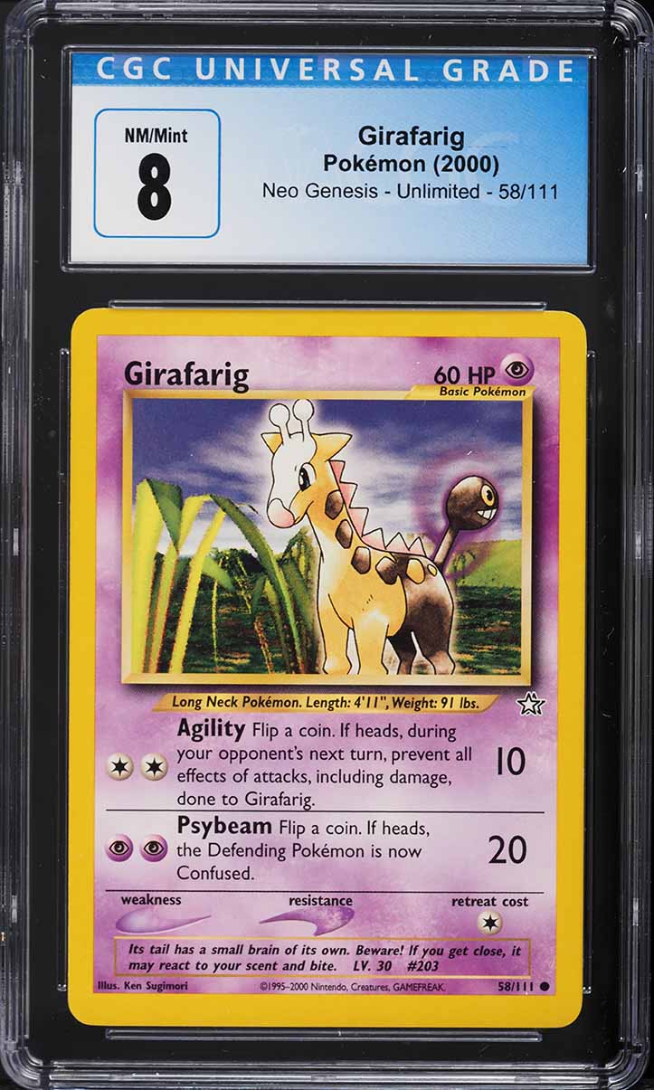 2000 Pokemon Neo Genesis Girafarig #58 CGC 8 NM-MT