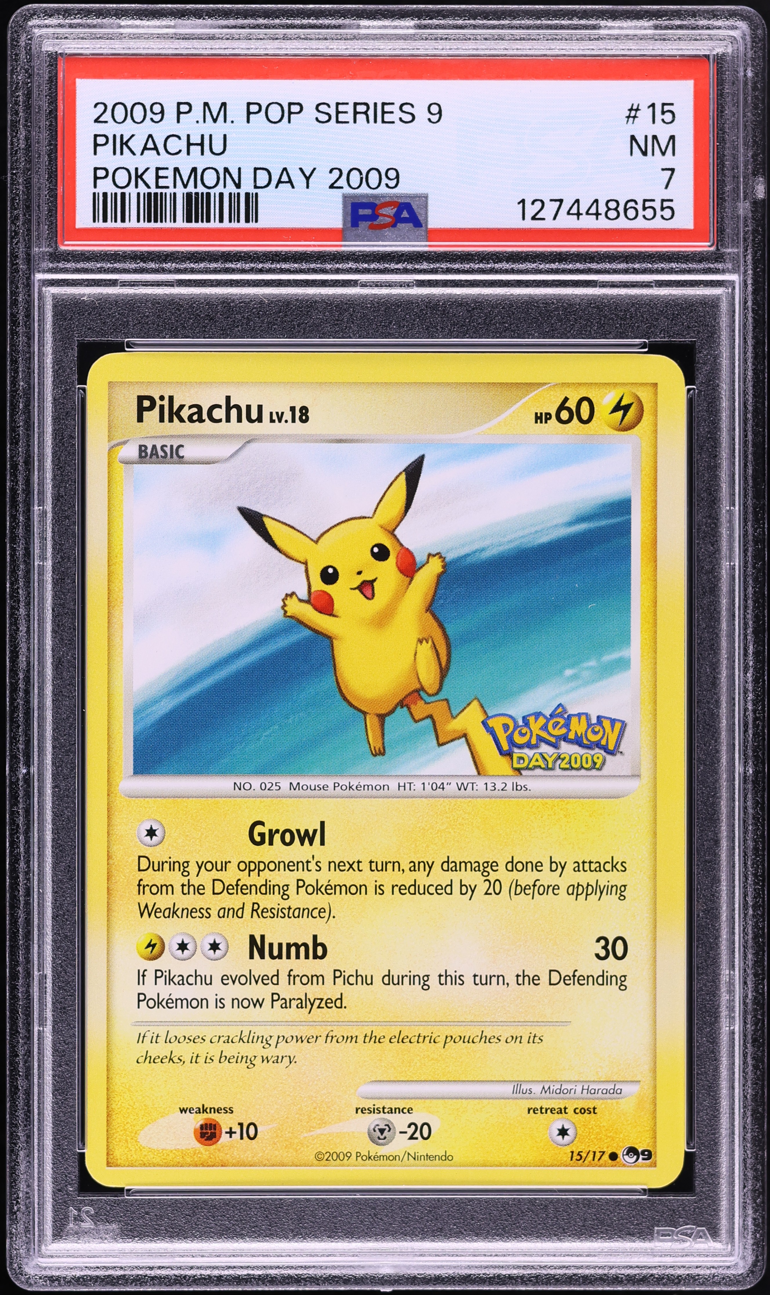 2009 Pokemon POP Series 9 Day '09 Pikachu #15 PSA 7 NRMT