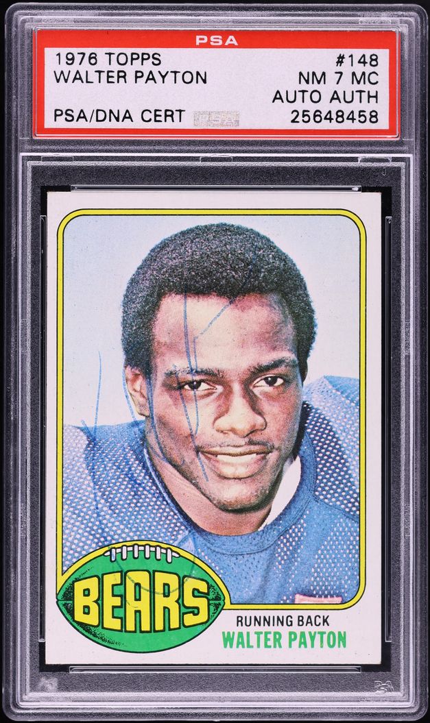 1976 Topps Football Walter Payton ROOKIE AUTO #148 PSA 7(mc) NRMT